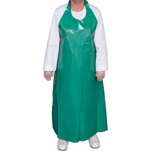 Top Dog 6 Mil. Apron, Material, Polyurethane, Length, 45", Colour, Green, Thickness, 6 mil., Maximum Temperature, 180°F