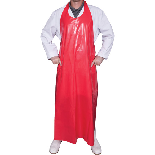Top Dog 6 Mil. Apron, Material, Polyurethane, Length, 50", Colour, Red, Thickness, 6 mil., Maximum Temperature, 180°F