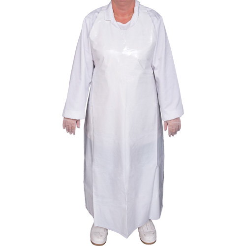 Top Dog 8 Mil. Apron, Material, Polyurethane, Length, 45", Colour, White, Thickness, 8 mil., Maximum Temperature, 180°F