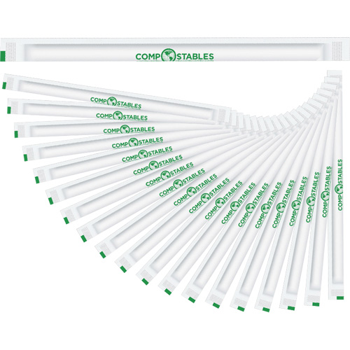 Wrapped 4-Ply Straws, Material, Paper, Size, 7.75" x 0.207", Style, Straight, Length, 7.75"