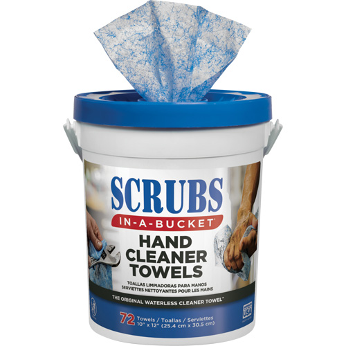 Scrubs® Hand Cleaner Towels, No. of Wipes, 72, Length, 12", Width, 10", Shelf Life, 1 Year, Odour, Citrus