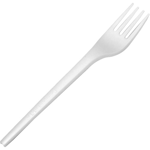 CPLA Compostable Forks, Colour, White, Length, 6.25"