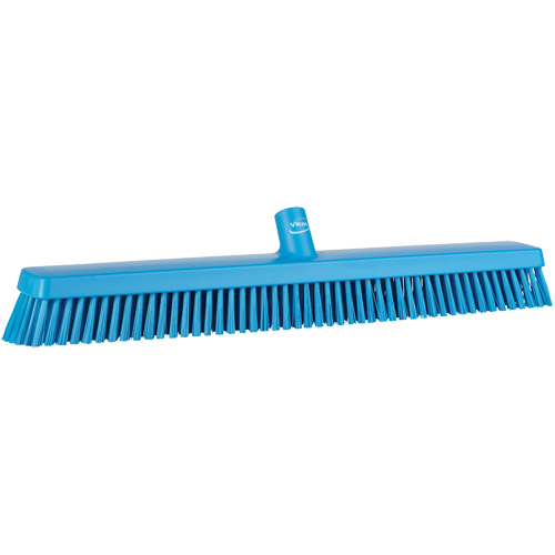 Heavy-Duty Push Broom, Block Length, 24", Sweep Action, Fine/Stiff, Bristle Colour, Blue
