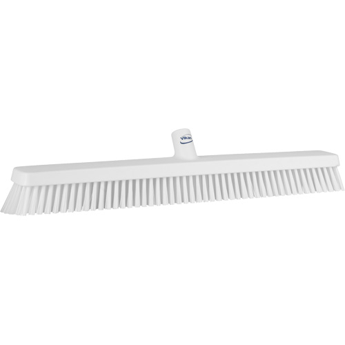 Heavy-Duty Push Broom, Block Length, 24", Sweep Action, Fine/Stiff, Bristle Colour, White