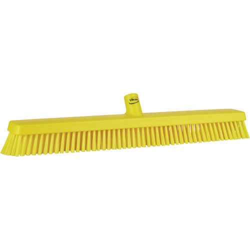 Heavy-Duty Push Broom, Block Length, 24", Sweep Action, Fine/Stiff, Bristle Colour, Yellow