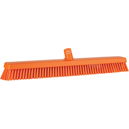 Heavy-Duty Push Broom, Block Length, 24", Sweep Action, Fine/Stiff, Bristle Colour, Orange