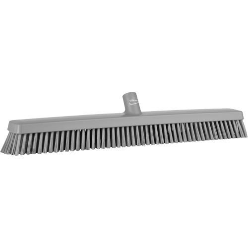 Heavy-Duty Push Broom, Block Length, 24", Sweep Action, Fine/Stiff, Bristle Colour, Grey
