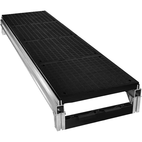 FOUNDATION™ Smooth Modular Aluminum Work Platform Kit, Platform Width, 18", Platform Depth, 72", Construction, All-Welded, Load Capacity, 400 lbs., Flammability, FMVSS 302: Pass SE/(B), Taber Abrasion, ASTM D3884: 0% @1000 cycles