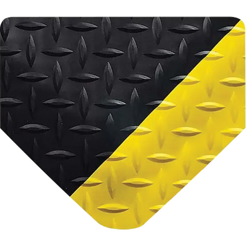 No-Slide, Ultra-Soft SpongeCote with WOW! Finish Tiles, Width, 3', Length, 75', Thickness, 15/16", Colour, Black/Yellow, Flammability, MVSS 302 / 'A'; Rating, Taber Abrasion, ASTM D 3884 / 1% loss