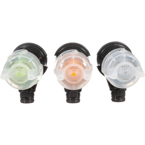 Performance Pressure HVLP Atomizing Head Refill Kit, Colour, Yellow, Orange, Clear, Size, 1.1 mm, 1.4 mm, 1.8 mm