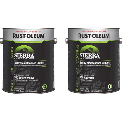Sierra™ S60 Water-Based Epoxy Maintenance Coating Kit, Container Type, Gallon, Colour Family, Yellow, Colour, OSHA Safety Yellow, Container Size, 1 gal., Finish, Gloss