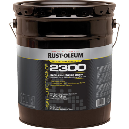 High-Performance 2300 System Traffic Zone Striping Paint, Container Type, Pail, Colour Family, Yellow, Colour, Semi-Gloss Traffic Yellow, Container Size, 5 gal.