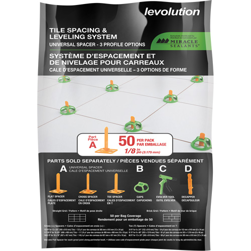 Miracle Sealants® Levolution Universal Spacer, Width, 1/18", Material, Plastic