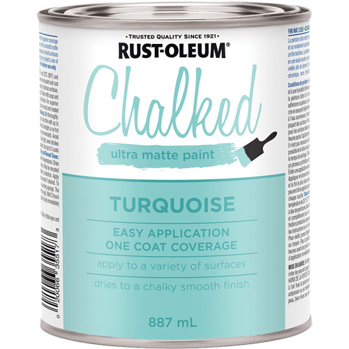 Chalked Paint, Container Type, Can, Colour Family, Blue, Colour, Turquoise, Container Size, 857 ml, Colour Name, Turquoise