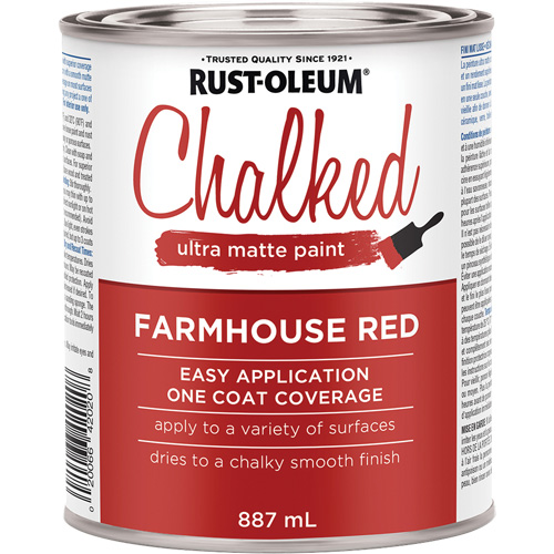 Chalked Paint, Container Type, Can, Colour Family, Red, Colour, Farmhouse Red, Container Size, 857 ml, Colour Name, Farmhouse Red