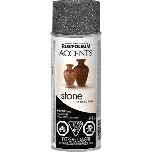 Accents® Stone Creations Spray Paint, Container Type, Aerosol Can, Colour Family, Grey, Colour, Grey Stone, Container Size, 340 g, Colour Name, Grey Stone