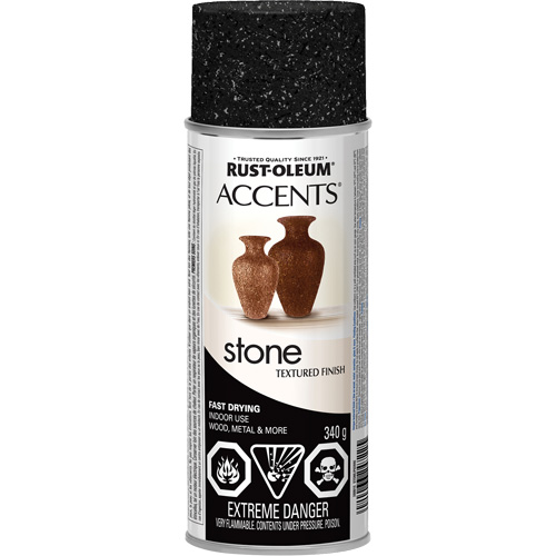 Accents® Stone Creations Spray Paint, Container Type, Aerosol Can, Colour Family, Black, Colour, Black Granite, Container Size, 340 g, Colour Name, Black Granite