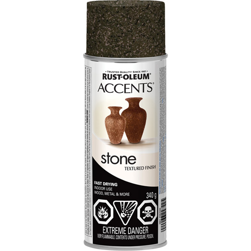 Accents® Stone Creations Spray Paint, Container Type, Aerosol Can, Colour Family, Grey, Colour, Granite Stone, Container Size, 340 g, Colour Name, Granite Stone