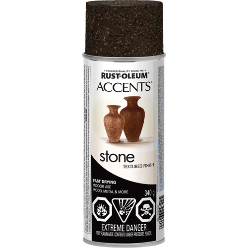 Accents® Stone Creations Spray Paint, Container Type, Aerosol Can, Colour Family, Brown, Colour, Mineral Brown, Container Size, 340 g, Colour Name, Mineral Brown