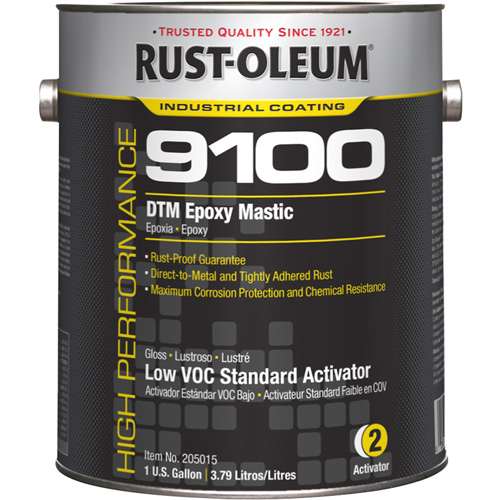 9100 System DTM Epoxy Mastic Standard 250 VOC Activator, Container Type, Gallon, Colour Family, Clear, Container Size, 1 gal., Manufacturer's Warranty, Two Years Rust-Proof
