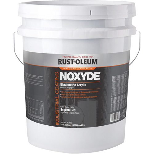 Noxyde Elastomeric Acrylic Coating, Container Type, Pail, Colour Family, Red, Colour, English Red, Container Size, 5 gal., Manufacturer's Warranty, 10 Years