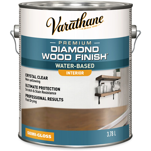 Varathane® Diamond Wood Finish® Interior Finish, Container Type, Gallon, Size, 3.78 L, Container Size, 3.78 L, Finish, Semi-Gloss, Colour Name, Clear