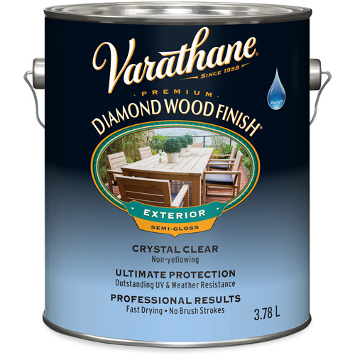 Varathane® Diamond Wood Finish® Exterior Finish, Container Type, Gallon, Size, 3.78 L, Container Size, 3.78 L, Finish, Semi-Gloss, Colour Name, Clear
