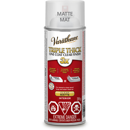 Varathane® Triple Thick One Coat Finish, Container Type, Aerosol Can, Size, 319 g, Container Size, 319 g, Finish, Matte, Colour Name, Clear