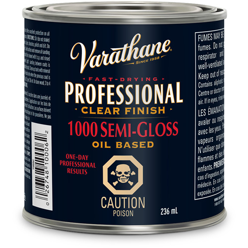 Varathane® Professional Finish, Container Type, Can, Size, 236 ml, Container Size, 236 ml, Finish, Semi-Gloss, Colour Name, Clear, Recoat Time, 3 Hours (3 Coats in 1 Day)