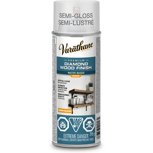 Varathane® Diamond Wood Finish® Interior Finish, Container Type, Aerosol Can, Size, 319 g, Container Size, 340 g, Finish, Satin, Colour Name, Clear