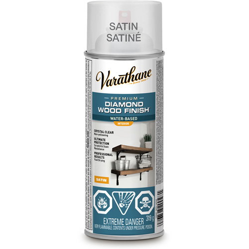 Varathane® Diamond Wood Finish® Interior Finish, Container Type, Aerosol Can, Size, 319 g, Container Size, 340 g, Finish, Semi-Gloss, Colour Name, Clear