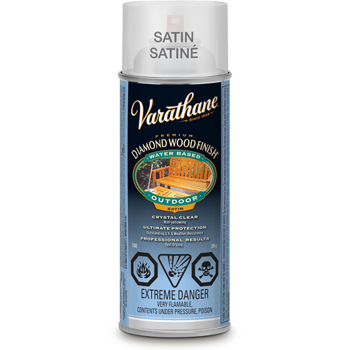 Varathane® Diamond Wood Finish® Exterior Finish, Container Type, Aerosol Can, Size, 319 g, Container Size, 340 g, Finish, Satin, Colour Name, Clear