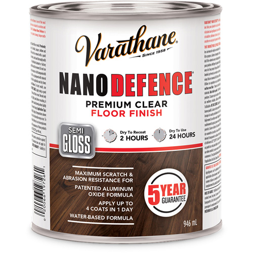 Varathane® Nano Defence® Premium Floor Finish, Container Type, Can, Size, 946 ml, Container Size, 946 ml, Finish, Semi-Gloss, Colour Name, Clear