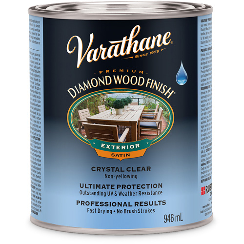 Varathane® Diamond Wood Finish® Exterior Finish, Container Type, Can, Size, 946 ml, Container Size, 946 ml, Finish, Satin, Colour Name, Clear
