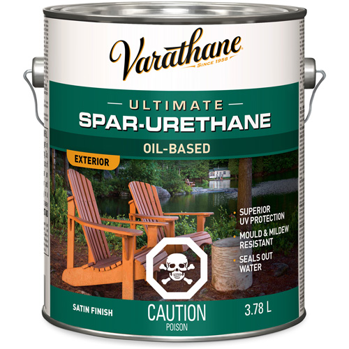 Varathane? Diamond Outdoor Wood Finish, Container Type, Gallon, Size, 3.78 L, Container Size, 3.78 L, Finish, Satin, Colour Name, Clear