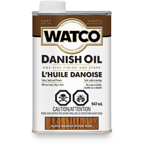 Watco® Danish Oil, Container Type, Rectangular Can, Size, 947 ml, Container Size, 947 ml, Finish, Transparent, Colour Name, Black Walnut