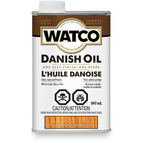 Watco® Danish Oil, Container Type, Rectangular Can, Size, 947 ml, Container Size, 947 ml, Finish, Transparent, Colour Name, Light Walnut