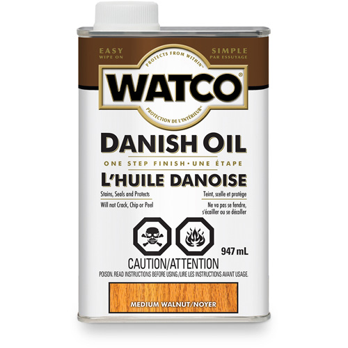 Watco® Danish Oil, Container Type, Rectangular Can, Size, 947 ml, Container Size, 947 ml, Finish, Transparent, Colour Name, Medium Walnuts