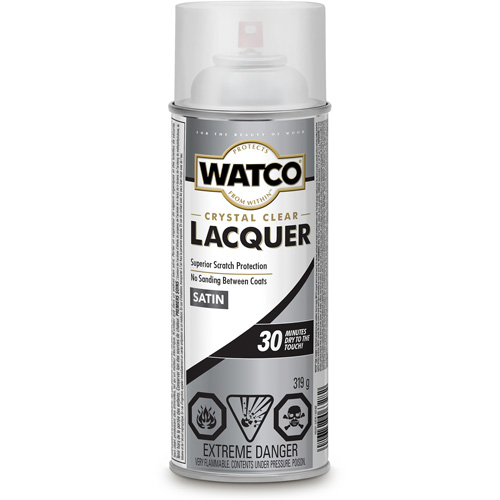 Watco® Lacquer Wood Finish, Container Type, Aerosol Can, Size, 319 g, Container Size, 319 g, Finish, Satin, Colour Name, Clear