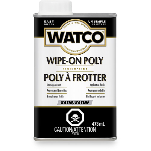 Watco® Wipe-on Poly Stain, Container Type, Rectangular Can, Size, 473 ml, Container Size, 473 ml, Finish, Satin, Colour Name, Clear
