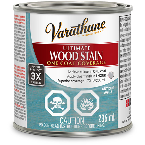 Varathane? Ultimate Wood Stain, Container Type, Can, Size, 236 ml, Container Size, 236 ml, Finish, Transparent, Colour Name, Antique Aqua