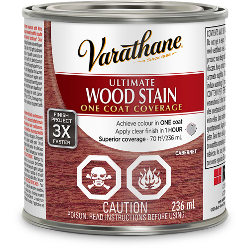 Varathane® Ultimate Wood Stain, Container Type, Can, Size, 236 ml, Container Size, 236 ml, Finish, Transparent, Colour Name, Cabernet