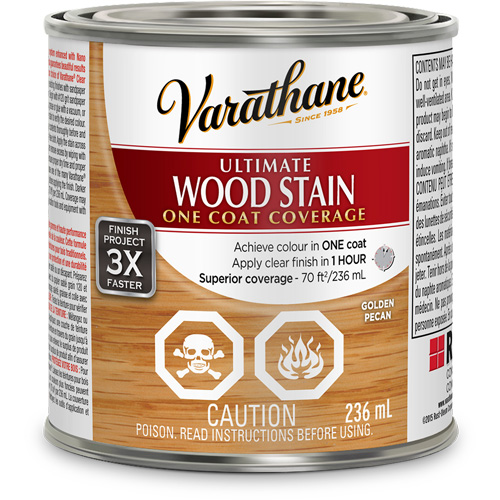 Varathane® Ultimate Wood Stain, Container Type, Can, Size, 236 ml, Container Size, 236 ml, Finish, Transparent, Colour Name, Golden Pecan