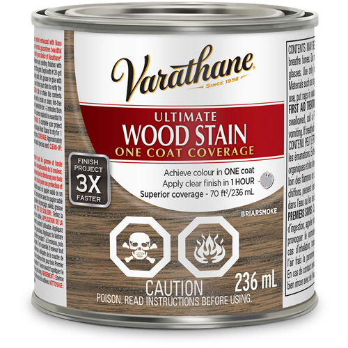Varathane® Ultimate Wood Stain, Container Type, Can, Size, 236 ml, Container Size, 236 ml, Finish, Transparent, Colour Name, Briarsmoke