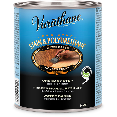 Varathane® One Step Stain & Polyurethane, Container Type, Can, Size, 946 ml, Container Size, 946 ml, Finish, Transparent, Colour Name, Golden Pecan