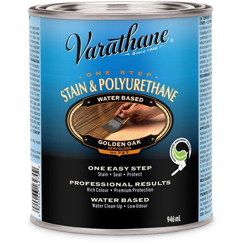 Varathane® One Step Stain & Polyurethane, Container Type, Can, Size, 946 ml, Container Size, 946 ml, Finish, Transparent, Colour Name, Golden Oak