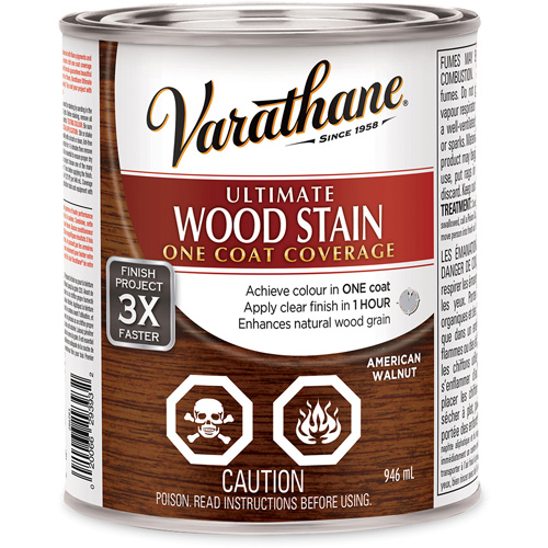 Varathane® Ultimate Wood Stain, Container Type, Can, Size, 946 ml, Container Size, 946 ml, Finish, Transparent, Colour Name, American Walnut