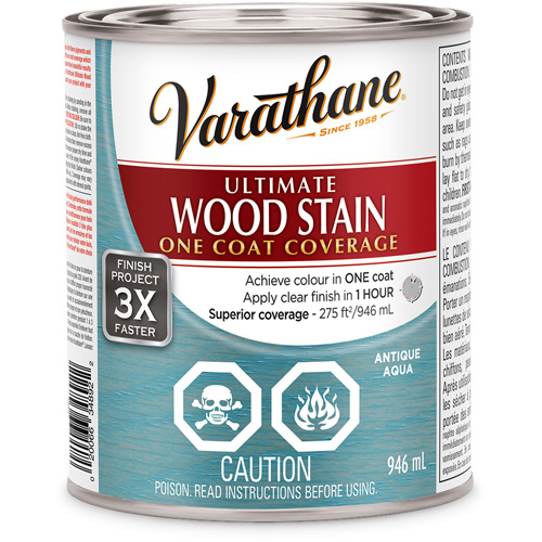 Varathane® Ultimate Wood Stain, Container Type, Can, Size, 946 ml, Container Size, 946 ml, Finish, Transparent, Colour Name, Antique Aqua