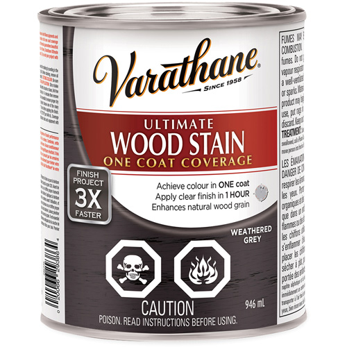 Varathane® Ultimate Wood Stain, Container Type, Can, Size, 946 ml, Container Size, 946 ml, Finish, Transparent, Colour Name, Weathered Grey