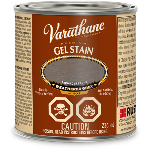 Varathane® Premium Gel Stain, Container Type, Can, Size, 236 ml, Container Size, 236 ml, Finish, Transparent, Colour Name, Weathered Grey